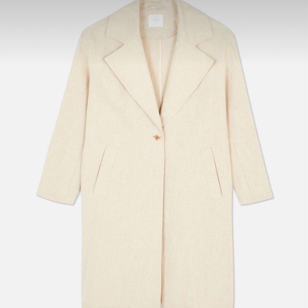 NWOT Primark linen off-white button overcoat large - Picture 2 of 2